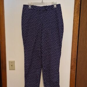 Talbots Womens Perfect crop Navy Blue& Pink Polka Dot Pants SZ 6